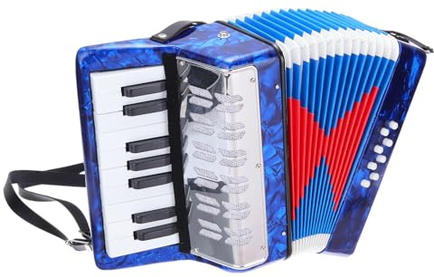 QUARKZMAN Akkordeon, 17 Tasten 8 Bassknopf Ziehharmonika Mini Musikinstrument Leichtgewicht für Erwachsene Anfänger Bildung, Marineblau