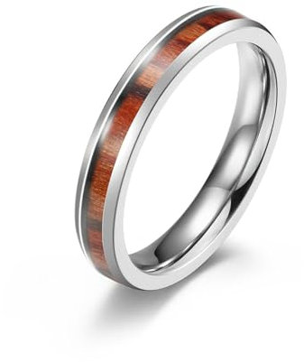 Sumpgle Titan Stahl Holz Inlay Ring für Männer und Frauen Unisex Paar Eheringe Modeschmuck