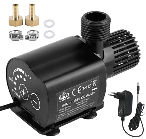 Pompa Acqua 12v, 800l/H 5m DC, Brushless Pompa Sommersa Mini Ultra Silenziosa per Circolazione Pozzi Laghetti Fontane Solari Piscine E Pompa Acquario per Fontane E Sistema di Circolazione Dell'acqua