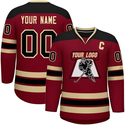 Personalisiertes Eishockey Trikot, Gestalten Sie Ihr Hockey-Trikot mit Ihrem Namen/Team/Nummer, Eishockey Geschenke für Jungen Herren Fans Jugend Stil
