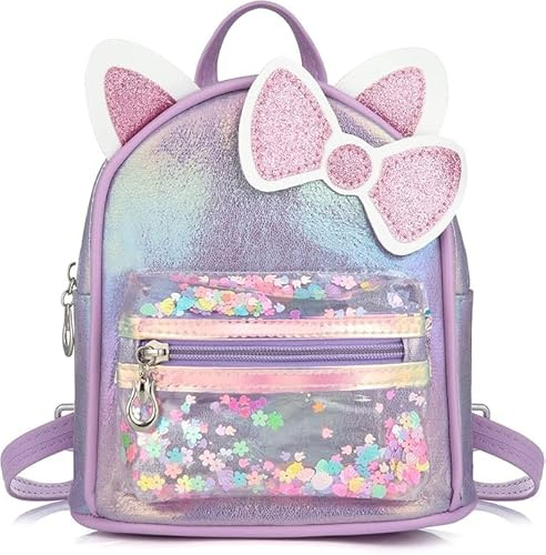 SternSinn Zaino per Bambini, Zaini Bambini Asilo, Borsa per la Scuola per Ragazze, Zaino per Bambino, Zaino da Viaggio Alla Moda, con Simpatico Design con Orecchie di Gatto, Viola