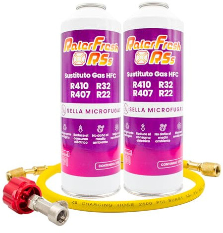 Gaz Réfrigérant Ralerfresh RS Remplacement de Gaz R410, R32, R407 et R22 Recharge de Gaz Réfrigérant Organique pour Climatiseur Split Écologique Efficace Recharge Rapide (Bouteille RS + Tuyau)