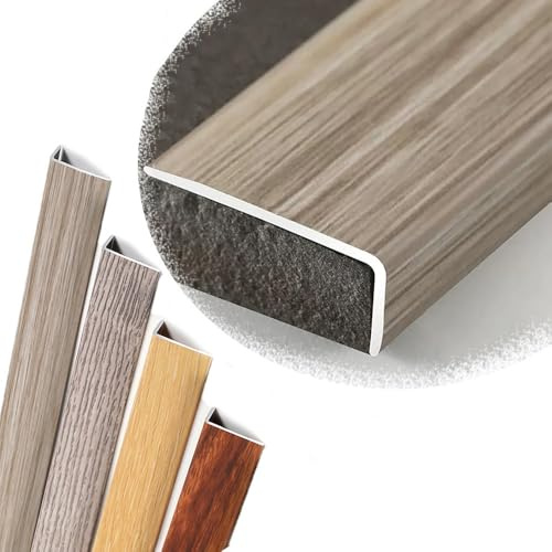 Treppenprofil aus Metall, Kantenschutz mit Holzmaserung für dauerhafte Treppensicherheit, passend für Holz, Vinyl und Fliesen, graues Eichen-Finish