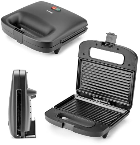 Huslog QuickBite Toaster, Sandwichmaker, Sandwich, Antihaftbeschichtung, 1000W, Panini, Schwarz