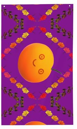 Orangefarbene Smiley-Flagge. Dekorative Outdoor-Flagge, 90 x 152 cm, vertikales Polyester-Banner