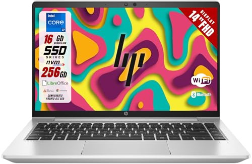 HP Probook - Pc Portatile Notebook Intel Core i5-1135G7 4 core 2.4Ghz - Ram 16 Gb SSD 256 Gb - Display da 14 FHD - Laptop Win 11 + Pacchetto Libre (Ricondizionato)