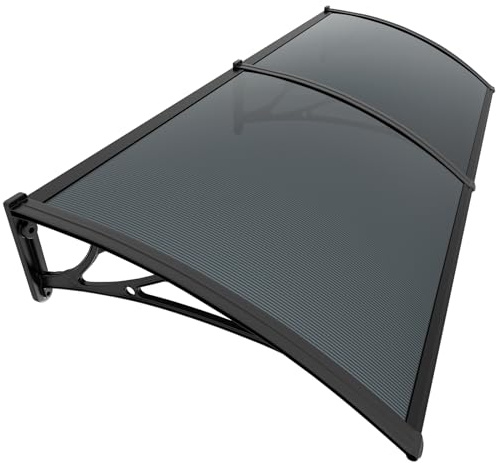 VOUNOT® Auvent de Porte d'entrée Toit Marquise en Polycarbonate Porte Résistante Toit Abri Protection Contre La Pluie et UV 200x80cm Anthracite