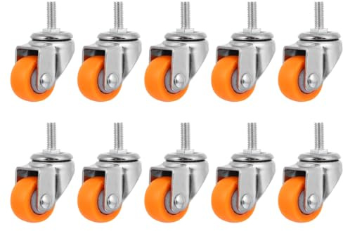 FOMIYES 10 Stück Möbelrollen aus Nylon mit M6*15 Gewindebolzen Verschleißfest Geräuscharm Drehbare Industrierollen für Stühle Tische und Regale