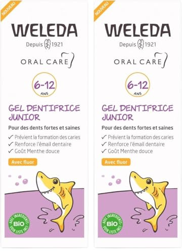 WELEDA Bio Junior Zahngel mit Fluorid - Naturkosmetik Zahnpasta für Kinder von 6-12 Jahren. Natürliches Zahnpflege Gel schützt vor Karies & fördert die Härtung des Zahnschmelzes (vegan, 1x 50ml)