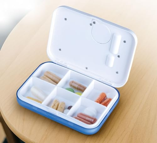 Elektrische Pillenbox mit LCD-Display, 6 Fächer