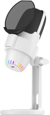 Micro USB pour ordinateur avec trépied réduction du bruit Plug Play One Key Mute pour jeu, réunion, audio en direct, compatible iOS Android PS5 Linux
