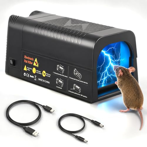 Trappola per Topi Elettrica, 2000V Trappole elettriche per topi e ratti, trappola elettrica per topi per uso interno, potente trappola elettrica per topi a scatto, efficace contro i piccoli topi