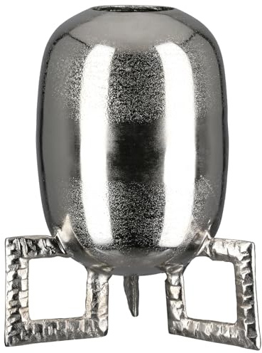GILDE Vase Rocket aus Aluminium - rund - strukturiert - silberfarben - Höhe 29cm x Breite 23cm - wasserdichte Blumenvase