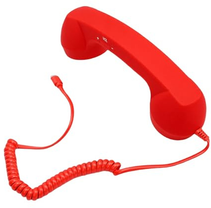 Yobadam Auricular de Teléfono Retro con Altavoz de Micrófono, Auricular con Cable USB C Vintage, Receptor de de Teléfono Fijo con Control de Volumen, Ideal para Llamadas, Videoconferencias (Rojo)