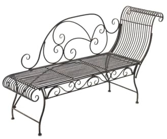 DELUKE Gartenbank SIZON Metall Bronze 156x46x78 cm | Gartenliege Metall Sonnenliege Antik Vintage Gartenstuhl Lang 1 Sitzer