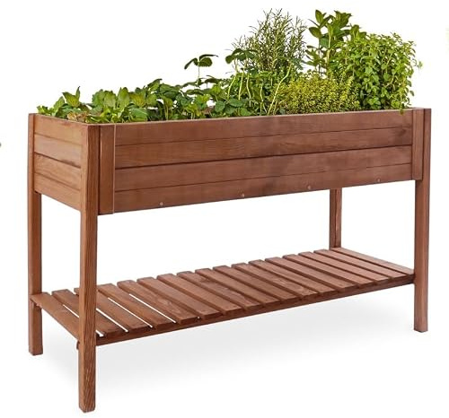 BB Loisir Carré Potager sur Pied en Bois de pin Massif avec étagère Stable et Toison intérieure XXL