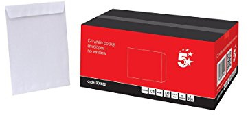 5 Star C4 Envelopes Peel and Seal Strong Pocket 100gsm White (Pack of 250)