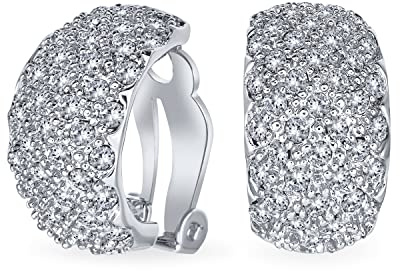 Dichiarazione Di Stile Art Deco Nuziale Aaa Cz Orecchini A Cerchio Baguette Per Donne Matrimonio Prom Holiday Festa Formale Clip Su Oro Giallo Placcato Argento