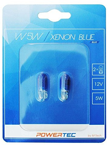 M-Tech PTZXB12-02B Powertec W5W T10 12V 5W Wedge, Blau
