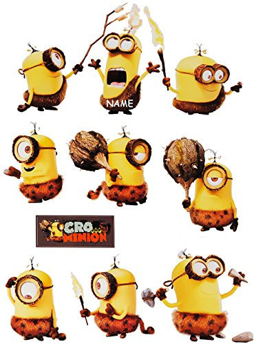 alles-meine.de GmbH 9 TLG. Set Wandtattoo/Sticker - Minnion - Ich einfach unverbesserlich/Cro - Urwald UrMinnion - incl. Name - Wandsticker - Aufkleber für Kinderzimmer..