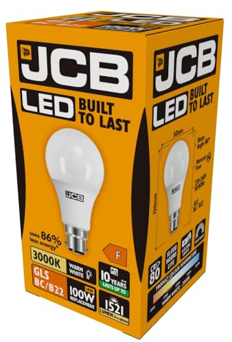 JCB LED Light Bulbs GLS ES / E27 BC / B22 3000k 6500k Energy Class A+ (15)