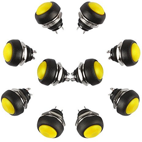 Larcele 10x12mm Pulsante Impermeabile Mini Rotonda Momentaneo Ritorno Automatico DIY Bottone ANKG-01(Giallo)