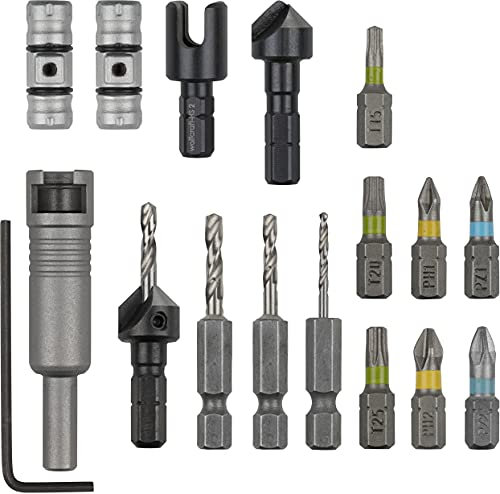 wolfcraft 3086000 Coffret Flipbit 3-1 - Perçage, Fraisage et Vissage - 17 pièces