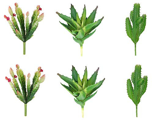 ShoppeWatch Cactus Artificiales sin Maceta 6 Uds - Plantas Artificiales Realistas para Decoracion Hogar y Oficina - Suculentas Plantas Artificiales Decorativas Pequeñas - AF18