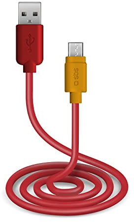 SBS Lade- und Datenkabel mit USB-Anschlüssen 2.0 und Micro-USB-Anschlüssen, Länge 1 m, Rot