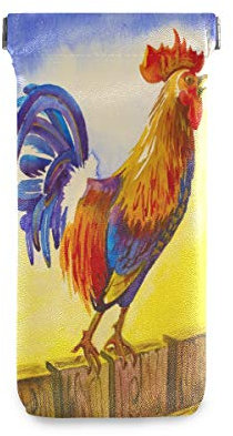 linomo Jahrgang Hahn Schwanz Hähnchen Sonnenbrille Tasche Mikrofaser Leder Beutel, Aufbewahrungstasche für Brille und Mobiltelefon