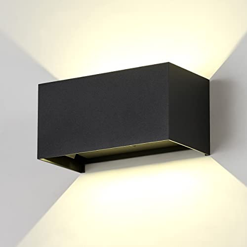 Dr.lazy 20W Dekorative Wandlampen,wasserdicht IP65 LED-Wandbeleuchtung im Innen-und Außenbereich, Einstellbarer Lichtstrahl, Außenwandleuchten 4000K Naturweiß (Schwarz/Naturweiß)