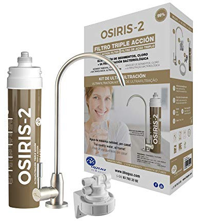Filtro de agua bajo encimera de triple acción con grifo. Osiris-2. Reduce cloro, sabores y olores del agua. Elimina la sedimentación. Elimina bacterias al 99,99%. Bbagua.