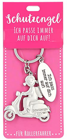 Depesche 11343-016 Schutz-Engel Schlüssel-Anhänger für Männer und Frauen aus Metall, Glücksbringer für Roller-Fahrer, kleines Geschenk für die Liebsten unterwegs, Silberfarben