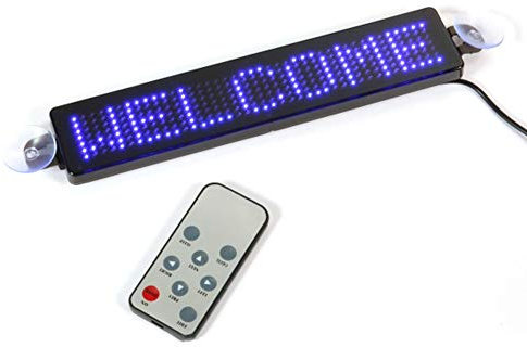 Clenp Panneau D'affichage De Message De Voiture, écran De Panneau D'affichage De Message De Défilement Mobile De Signe Programmable De LED De Voiture 12V Bleu Taille Unique