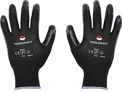Toolcraft TO-5621535 Polyester, Nitril Arbeitshandschuh Größe (Handschuhe): 10 EN 388 CAT II 1 Paar, Schwarz, Schwarz