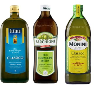 Monini Extra Natives Olivenöl 1L nativ olio extravergine di oliva Classico + De Cecco Extra Natives Olivenöl 1L + Farchioni Extra Natives Olivenöl 1L