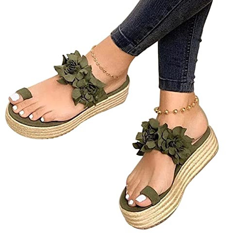 Femme Sandales Orthopédiques Hallux Valgus, Sabots De Correction des Orteils Plateforme Tongs, pour l'été Légères Antidérapantes Mode Nu Pieds Chaussons(Size:US6/EU37,Color:Vert)