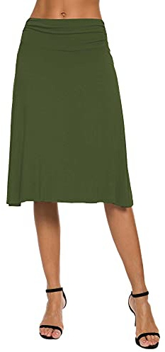 Donna Elegante Casual Elastico Midi Yoga Gonna Piega Media Vita Svasato A-Line Gonna