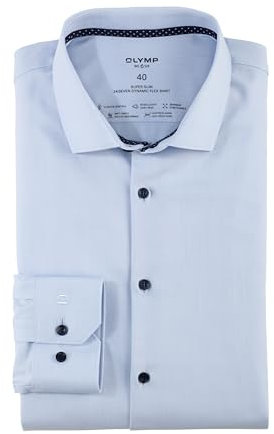 OLYMP Herren Oberhemd Langarm No.Six.24.Seven,Twill,super Slim,Modern Kent,bleu 11,39