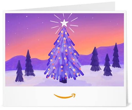 Amazon.de Gutschein zum Drucken (Weihnachtsbaum in Winterlandschaft)