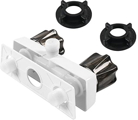 kingsea Valvola di ricambio per rubinetto doccia per camper con 2 maniglie a manopole, deviatore per valvola doccia camper da 4 per doccia interna ed esterna, bianco