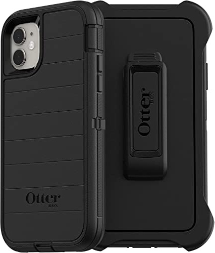 OtterBox Defender Series Screenless Edition Schutzhülle für iPhone 11 (nur für iPhone 11) – Holsterclip im Lieferumfang enthalten – Mikrobielle Schutzhülle – Einzelhandelsverpackung – Schwarz