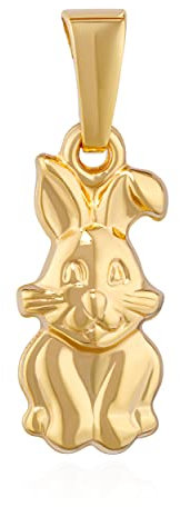 NKlaus 14mm Kettenanhänger Hase 333 Gelb Gold 8 Karat Bunny poliert Kinder Goldanhänger 13679