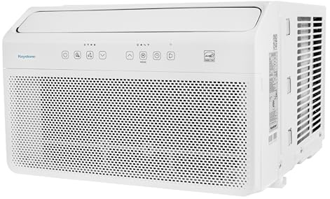 Keystone Energy Star 12,000 BTU Window Mounted Inverter Air Conditioner with Supplemental Heat, Quiet High Efficiency Window AC Unit with Remote for Apartment, Medium-Large Rooms up to 550-Sq.Ft.