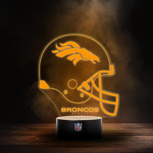 Great Branding Denver Broncos NFL LED Lampe Licht Logo Helm, Wechselmodus mit 6 unterschiedlichen Farben