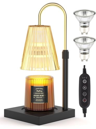 Candle Warmer & Lamp, Adjustable Height Electric with Timer & Dimmer for Scented Candles Home Decor Gifts (Clear)