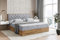 ALTDECOR Boxspringbett mit H3-Matratze (20 cm hoch) mit Bonellfederung + PUR, Topper (4 cm hoch), Polsterbett mit Kopfteil und Bettkasten mit Eiche Holz - LOLLI3-180x200 Grau Samt