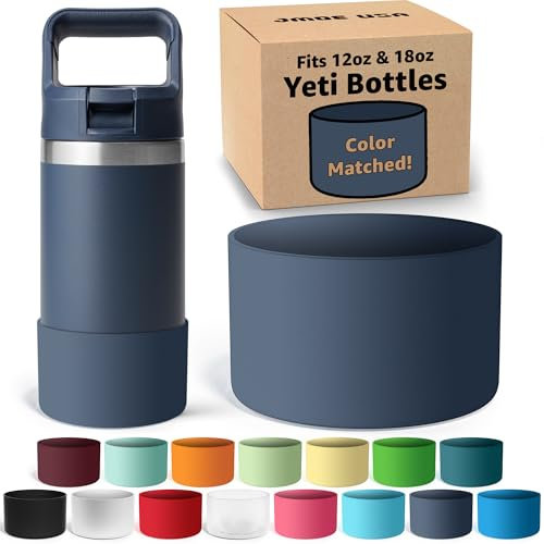 Jmoe USA Silicone Boot for Yeti Rambler Jr 12oz and 18oz Bottle | 2mm Sleeve | Anti-Slip Boot | Protector for the Bottom of your Bottle | Protects Against Damage | BPA Free Silicone (Navy)