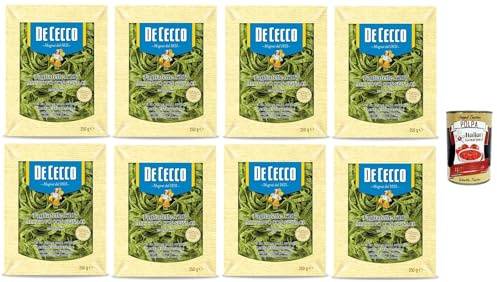 Italian Gourmet Tagliatelle pasta all'uovo Spinat Eiernudeln No107 8 x 250g | Trafilatura ruvida, kocht bissfest; ideale per primi piatti ricchi e salse, Gesamtnettogewicht 2 kg + Kostenlos Polpa 400g