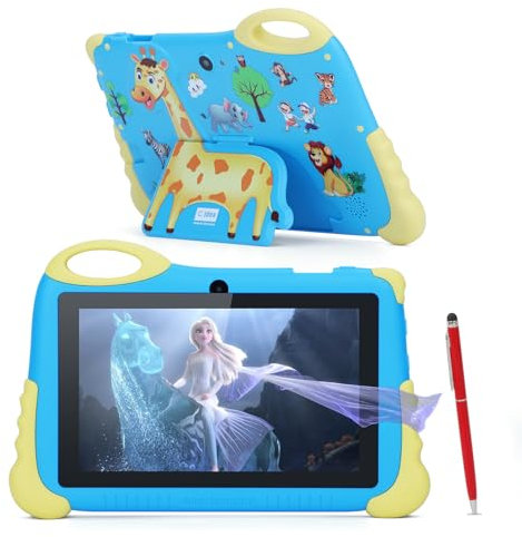 C idea kinder tablet ab 3 jahre, Android 13 Kinder-Tablet für Kleinkinder, 7-Zoll-Kinder-Tablet 4 GB RAM 32 GB ROM (512 GB TF) HD IPS Sicherheits-Augenschutz als Geschenk für Jungen und Mädchen (Blau)